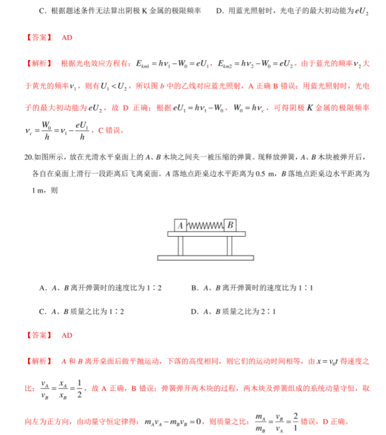 2020高考物理考前冲刺押题卷【含答案】