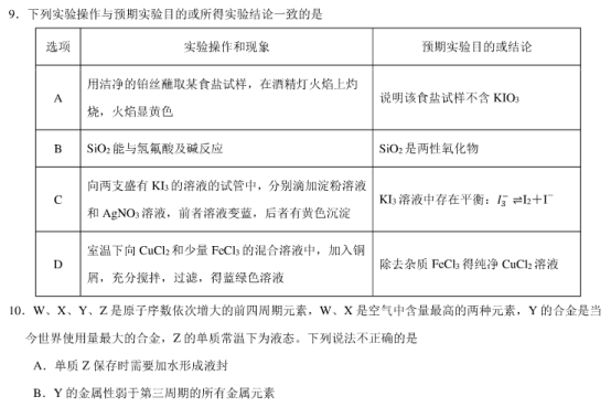 2020年全国高考理综押题预测化学试题