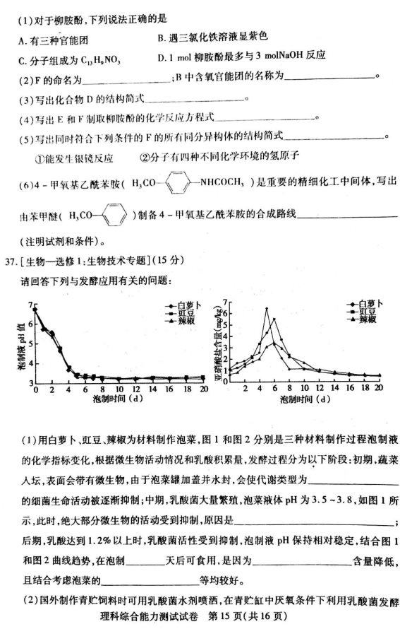 2020届内蒙古高三理科综合高考全国统一模拟试题