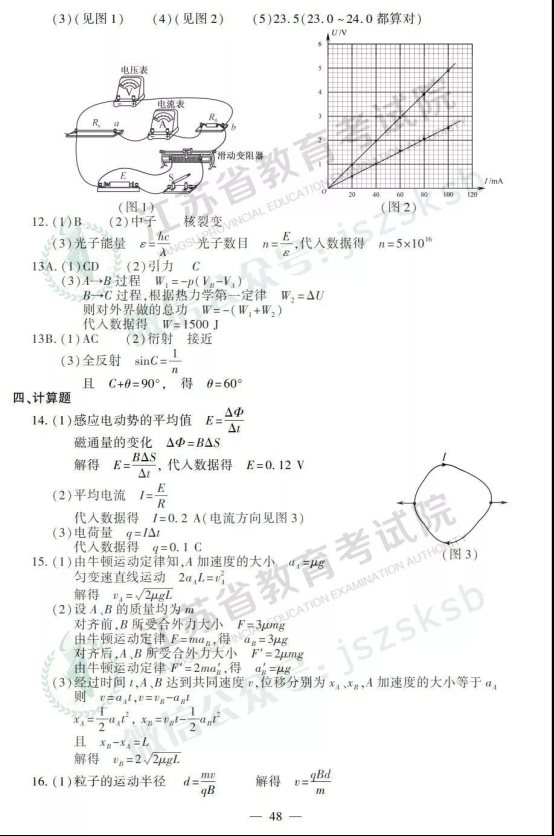 2019年江苏高考物理试题及答案