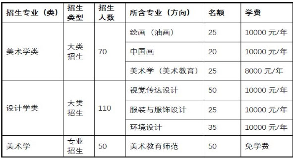 2021年中央民族大学美术类专业招生计划