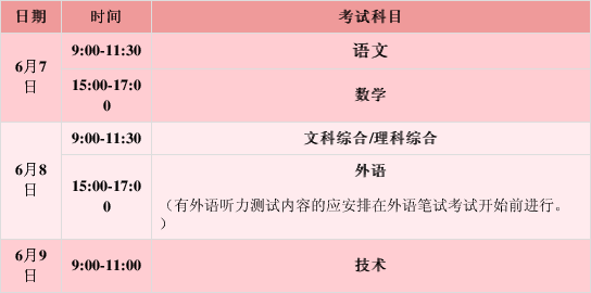 2021年江西高考具体时间及科目安排