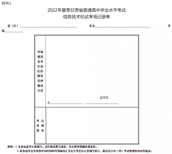 2022年甘肃夏季普通高中学业水平考试信息技术科目机试工作通知