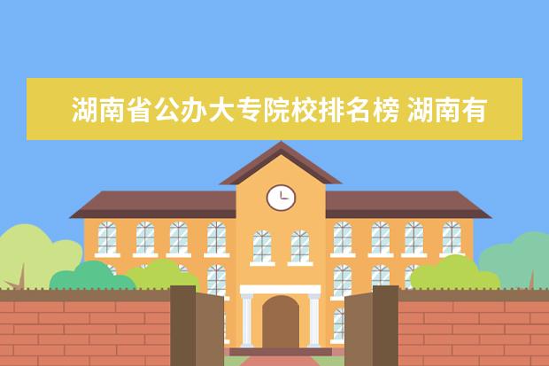 湖南省公办大专院校排名榜 湖南有哪些公办的大专职业学校