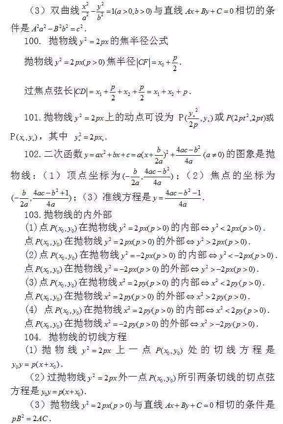 2024高考备考冲刺：高中数学常考结论203条