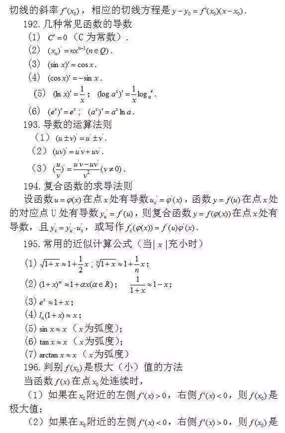 2024高考备考冲刺：高中数学常考结论203条